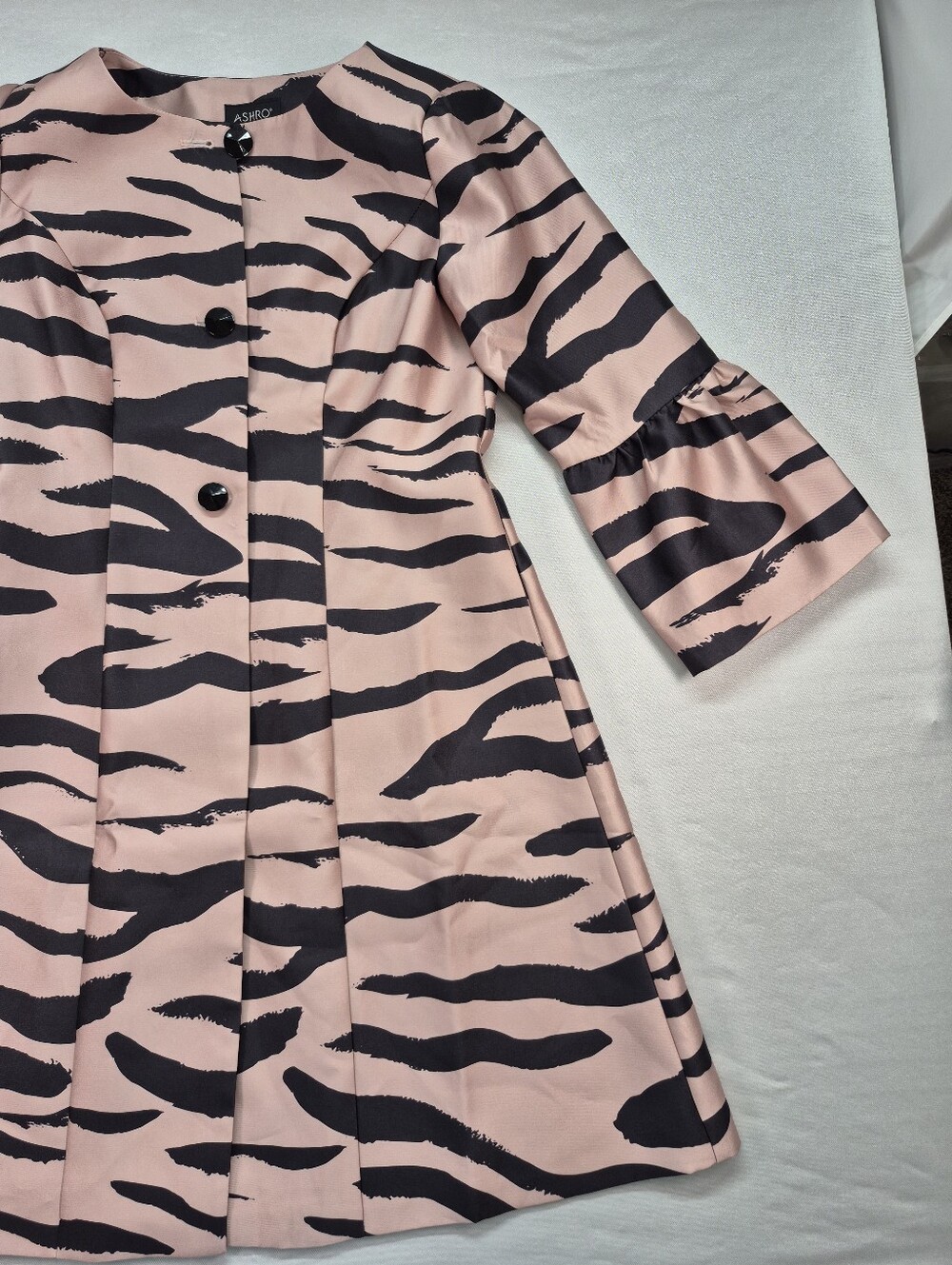 Ashro Women's Med Tiger Stripe Bell Sleeve Jacket Dress Lightly Lined  NWT $150 - Picture 4 of 16